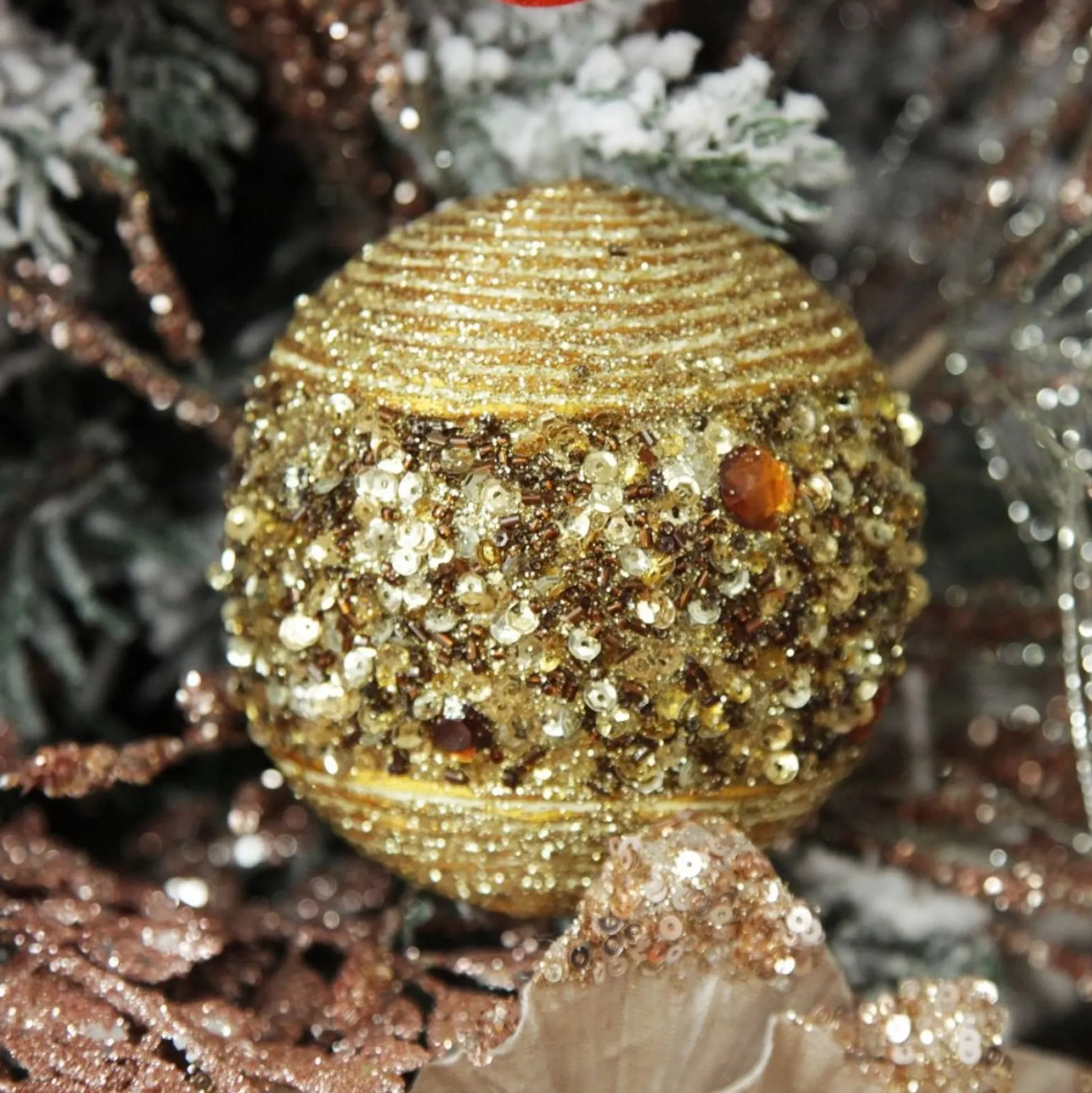 Copper Glitter Sequin Ball Decorative Christmas Baubles|