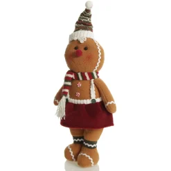 Cuddly Plush Standing Girl Gingerbread Christmas Ornament Christmas Figurines|