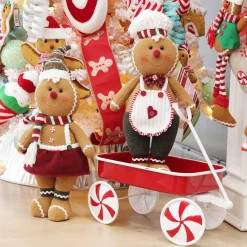 Cuddly Plush Standing Girl Gingerbread Christmas Ornament Christmas Figurines|