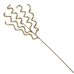 Curly Gold Beaded Glitter Pick Christmas Tree Picks|