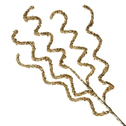 Curly Gold Beaded Glitter Pick Christmas Tree Picks|