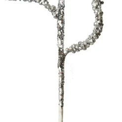 Curly Silver Beaded Glitter Pick Christmas Tree Picks|