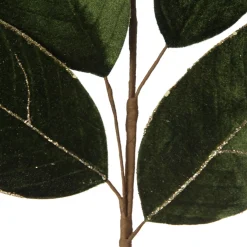 Dark Green Velvet Leaf Spray with Gold Highlights Christmas Sprays|