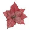 Dark Pink Velvet Poinsettia Flower Clip with Glitter Trim Christmas Flowers|