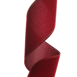 Dark Red Velvet Ribbon with Wired Edge - 6cm Ribbons|