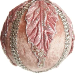 Decorative Pink Velvet and Braid Bauble Decorative Christmas Baubles|