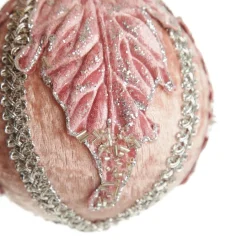 Decorative Pink Velvet and Braid Bauble Decorative Christmas Baubles|