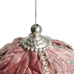 Decorative Pink Velvet and Braid Bauble Decorative Christmas Baubles|
