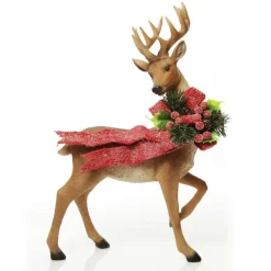 Deer Ornament with Red Bow - Right Christmas Birds And Animals|