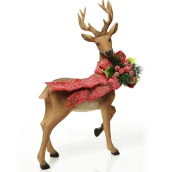 Deer Ornament with Red Bow - Right Christmas Birds And Animals|