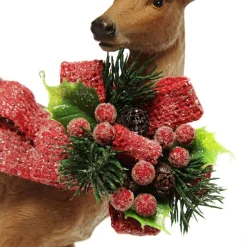 Deer Ornament with Red Bow - Right Christmas Birds And Animals|
