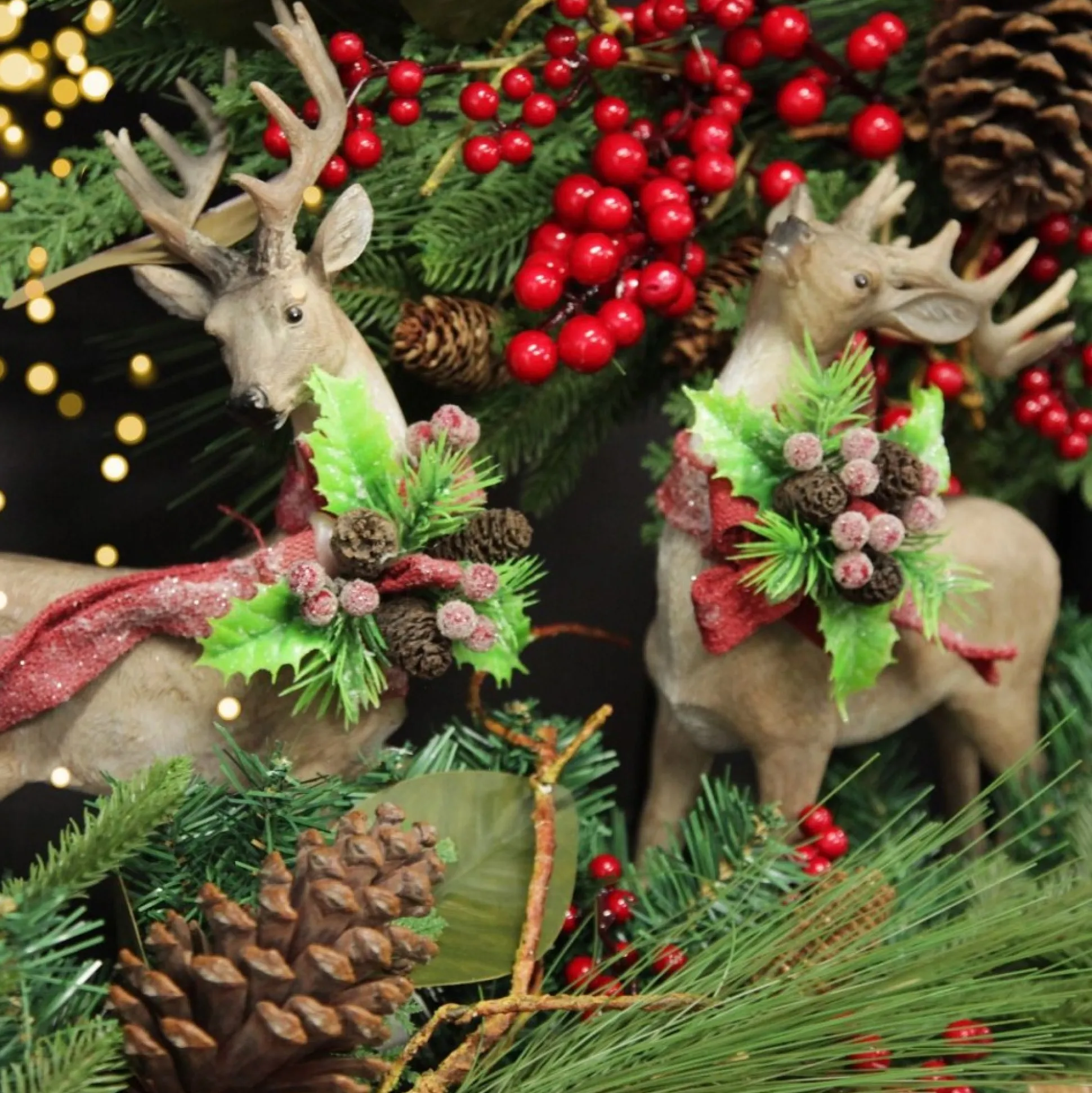 Deer Ornament with Red Bow - Right Christmas Birds And Animals|