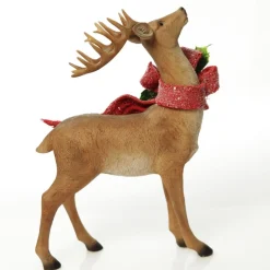 Deer Ornament with Red Bow - Left Christmas Birds And Animals|