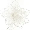 Delicate White Mesh and Sequin Flower Stem Christmas Flowers|