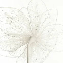 Delicate White Mesh and Sequin Flower Stem Christmas Flowers|