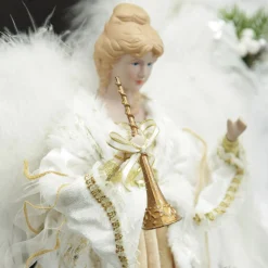 Deluxe Charming Gold and Ivory Lace Angel Tree Topper Ornament Tree Toppers|