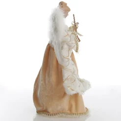 Deluxe Charming Gold and Ivory Lace Angel Tree Topper Ornament Tree Toppers|