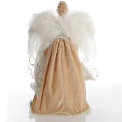 Deluxe Charming Gold and Ivory Lace Angel Tree Topper Ornament Tree Toppers|