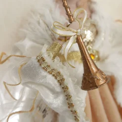 Deluxe Charming Gold and Ivory Lace Angel Tree Topper Ornament Tree Toppers|