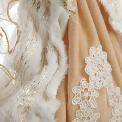 Deluxe Charming Gold and Ivory Lace Angel Tree Topper Ornament Tree Toppers|