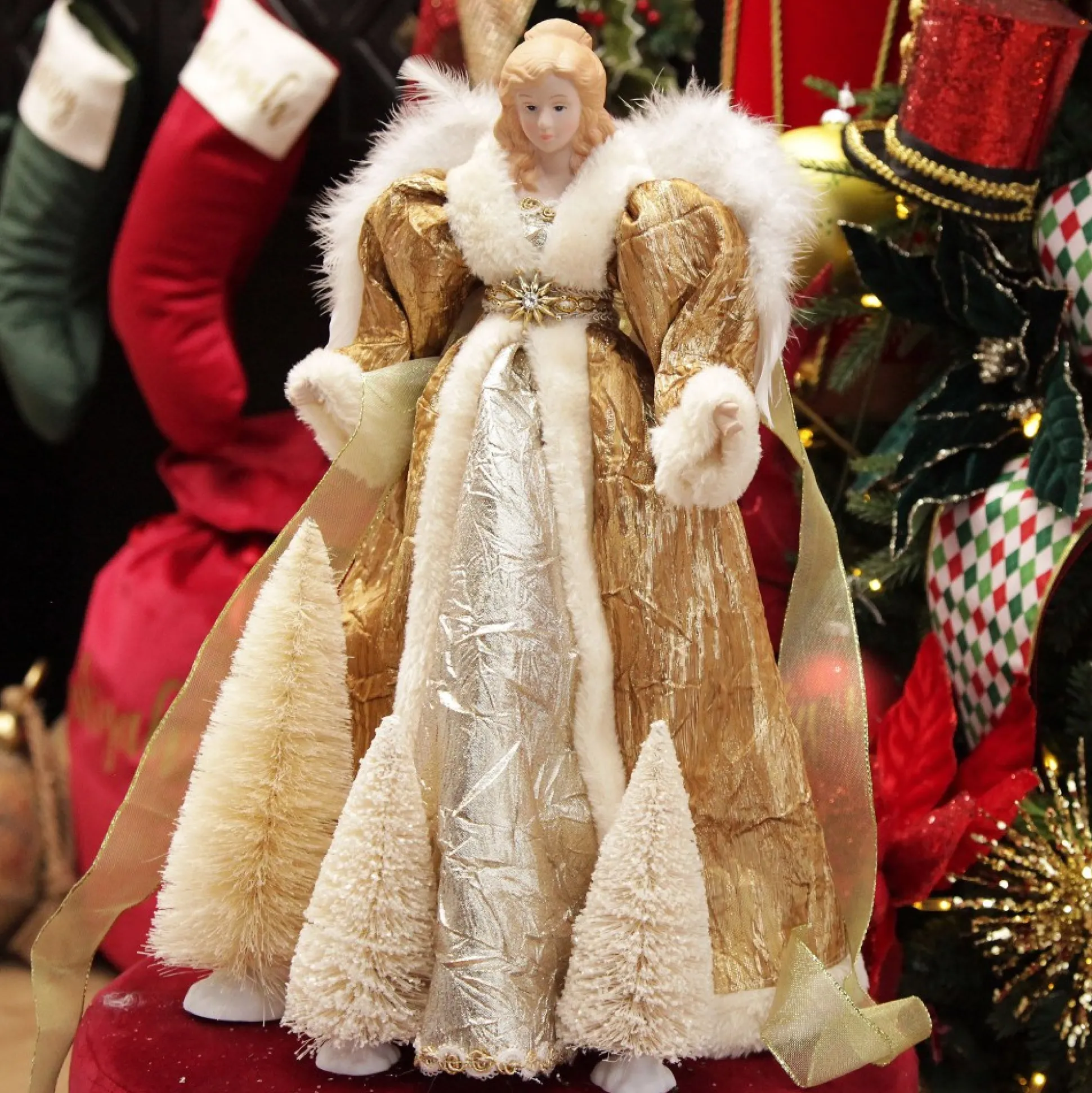 Deluxe Gold Angel Christmas Tree Topper Ornament Tree Toppers|