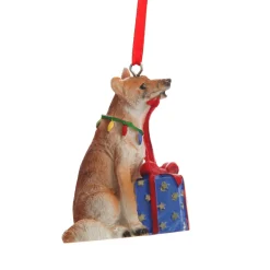 Dingo with Present Australiana Christmas Tree Decoration Australian Tree Decorations|