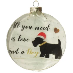 Dog Lovers Christmas Glass Disc Glass Hearts And Discs|