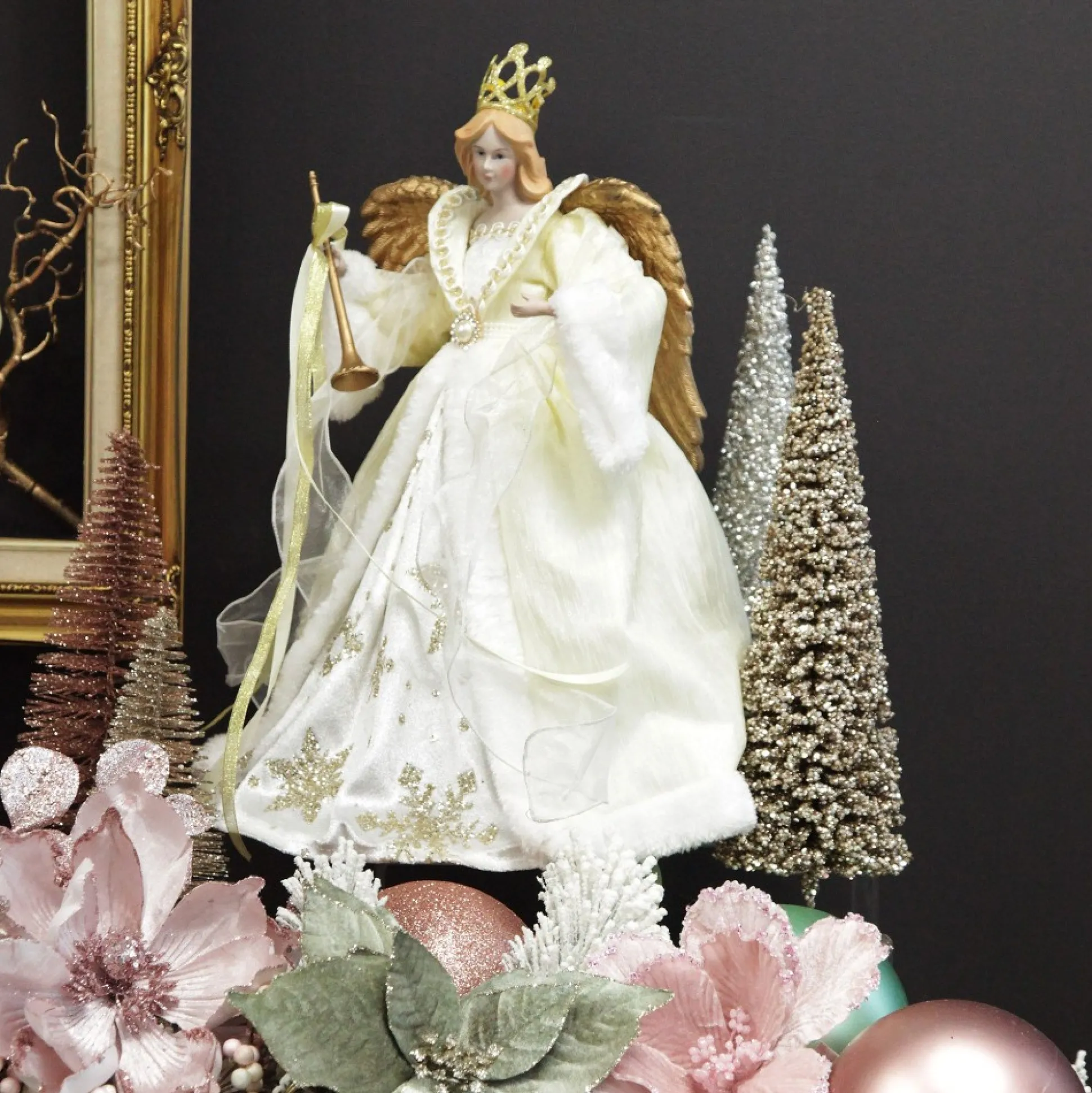 Elegant Ivory and Gold Christmas Angel Tree Topper Tree Toppers|