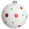 Extra Large White Christmas Bauble with Red and Green Dots Decorative Christmas Baubles|