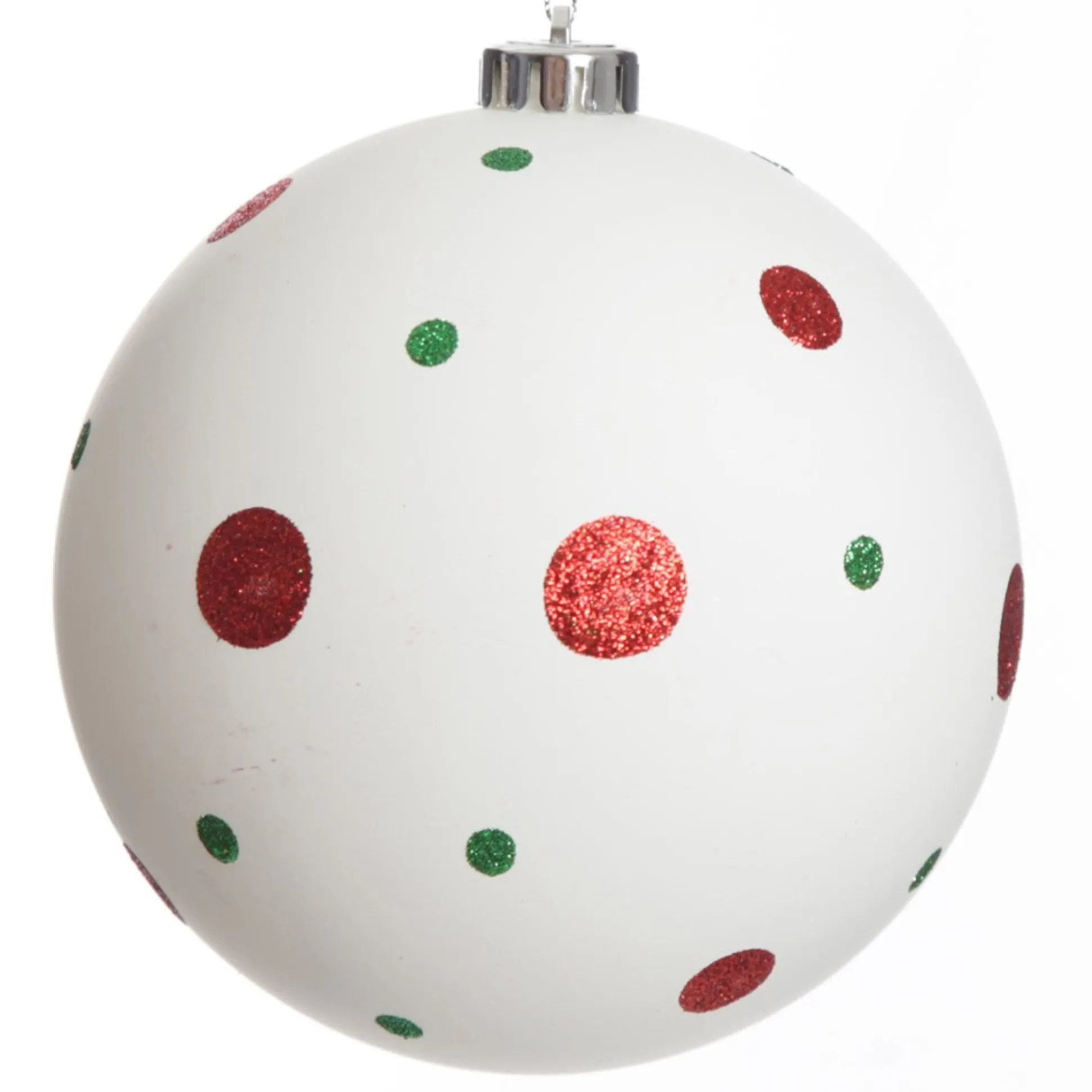Extra Large White Christmas Bauble with Red and Green Dots Decorative Christmas Baubles|