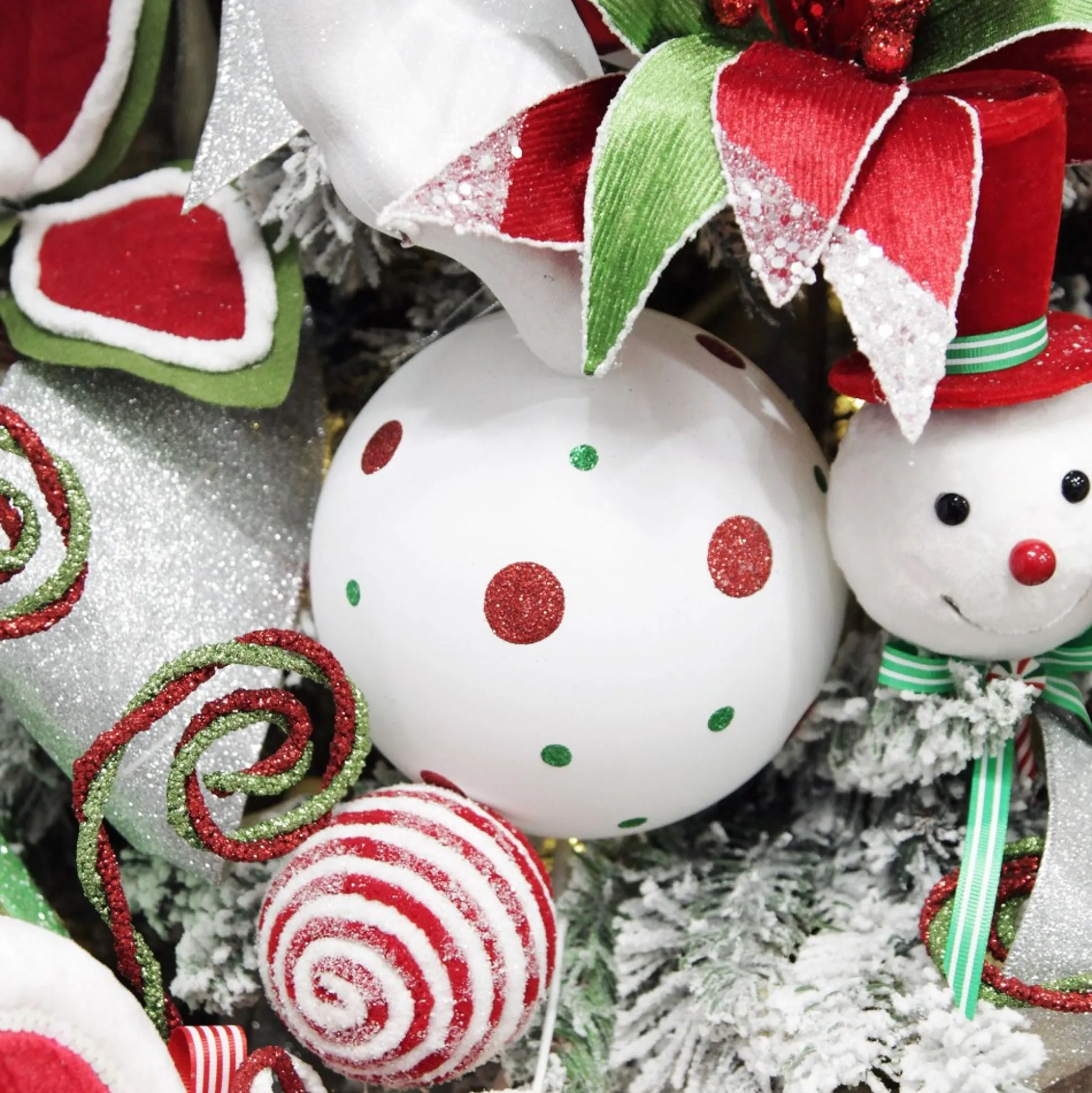 Extra Large White Christmas Bauble with Red and Green Dots Decorative Christmas Baubles|