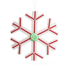 Extra Large White Snowflake with Red Lolly Trim Snowflakes And Stars|
