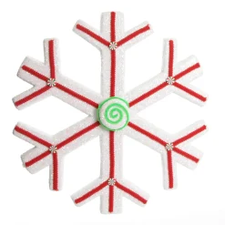 Extra Large White Snowflake with Red Lolly Trim Snowflakes And Stars|