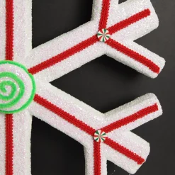 Extra Large White Snowflake with Red Lolly Trim Snowflakes And Stars|