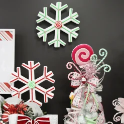 Extra Large White Snowflake with Mint Green Lolly Trim Snowflakes And Stars|