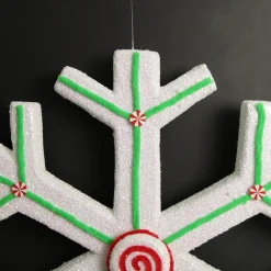 Extra Large White Snowflake with Mint Green Lolly Trim Snowflakes And Stars|