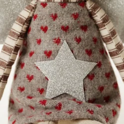 Fabric Sitting Angel with Grey Dress Christmas Angels|