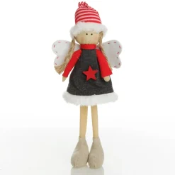 Fabric Standing Angel Star - Grey Dress Christmas Angels|