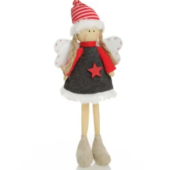 Fabric Standing Angel Star - Grey Dress Christmas Angels|