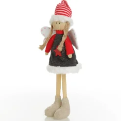 Fabric Standing Angel Star - Grey Dress Christmas Angels|