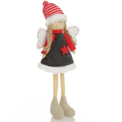 Fabric Standing Angel Star - Grey Dress Christmas Angels|