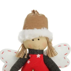 Fabric Standing Angel Star - Red Dress Christmas Angels|