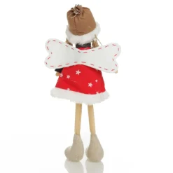 Fabric Standing Angel Star - Red Dress Christmas Angels|