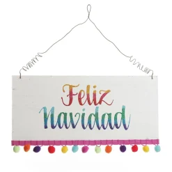 Feliz Navidad Pom Pom Plaque Christmas Plaques|