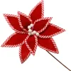 Festive Red Flower Stem with Striped Edge Christmas Flowers|