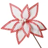 Festive White Flower Stem with Striped Edge Christmas Flowers|