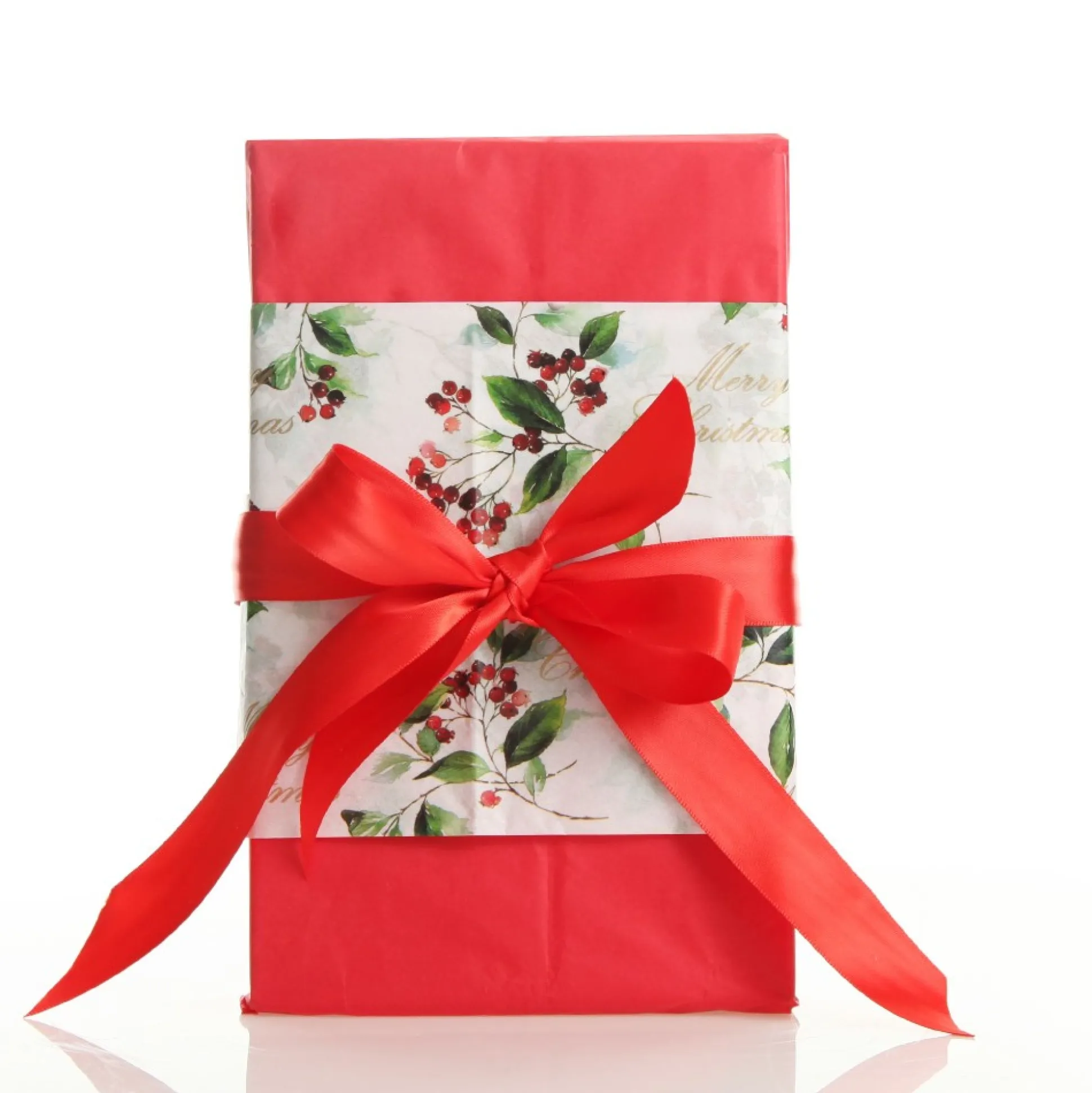 Floral Merry Christmas and Red Tissue Paper Wrap 10 Pack Gift Wrap, Boxes, Bags & Tags|