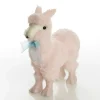 Fluffy Pink Llama with Blue Bow Christmas Birds And Animals|