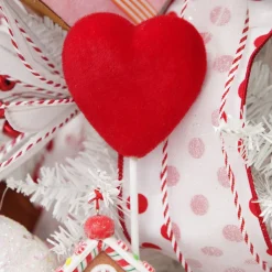Fluffy Red Heart Pick Christmas Tree Decorations|