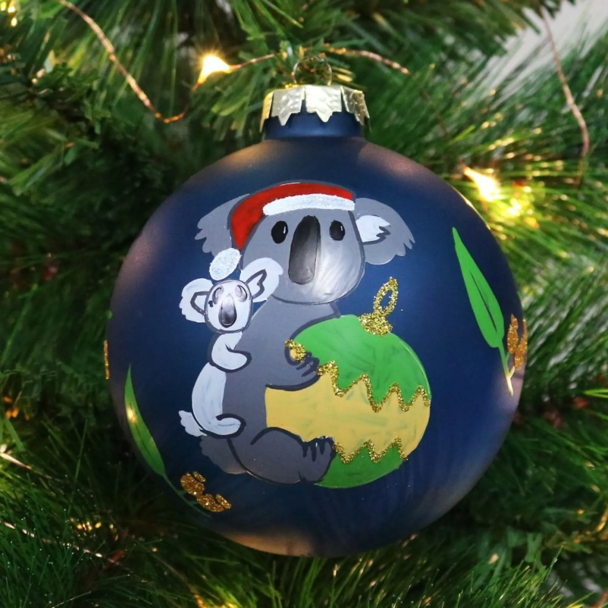 Frosted Blue Australiana Koala Christmas Bauble Personalised Baubles|